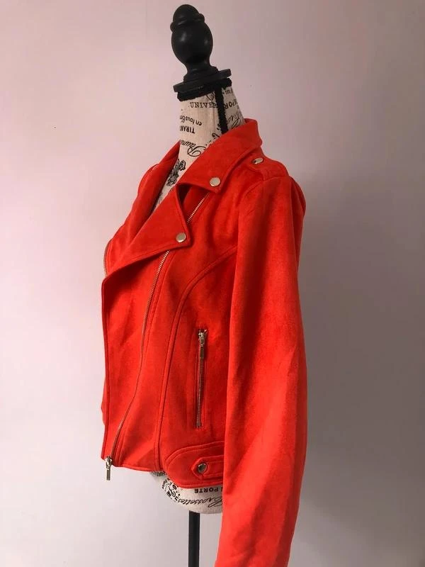 Jacket / Orange suede effect Perfecto – La Halle – Size 38 (M) – photo 2